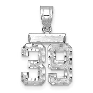 14k White Gold, Varsity Collection, Small D/C Pendant, Number 39